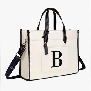 TOPDesign Initial B15.6" Laptop Tote Canvas Work purse, briefcase or Hand Bag